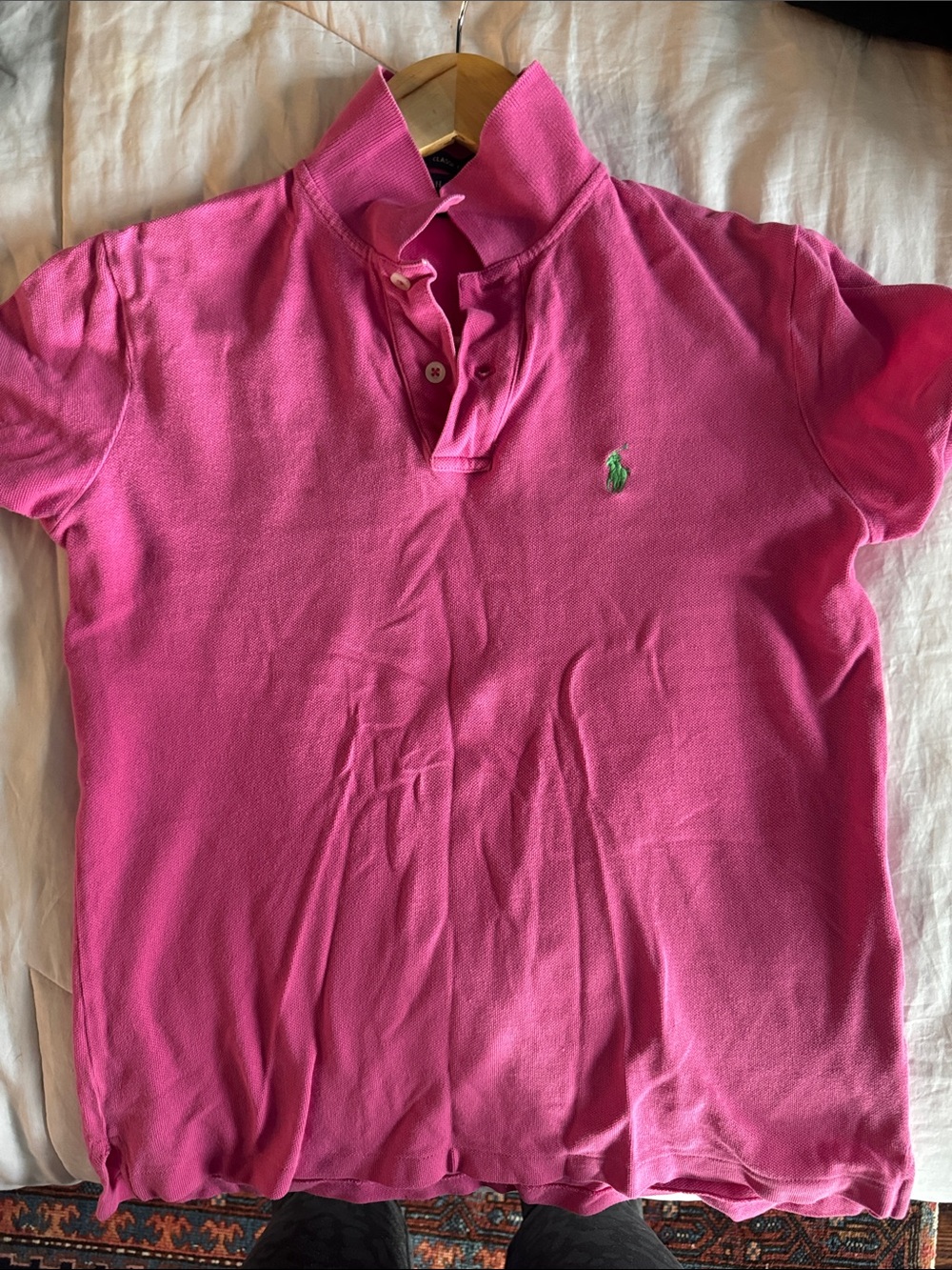 Ralph Lauren Pink Polo Shirt with Green Pony Logo